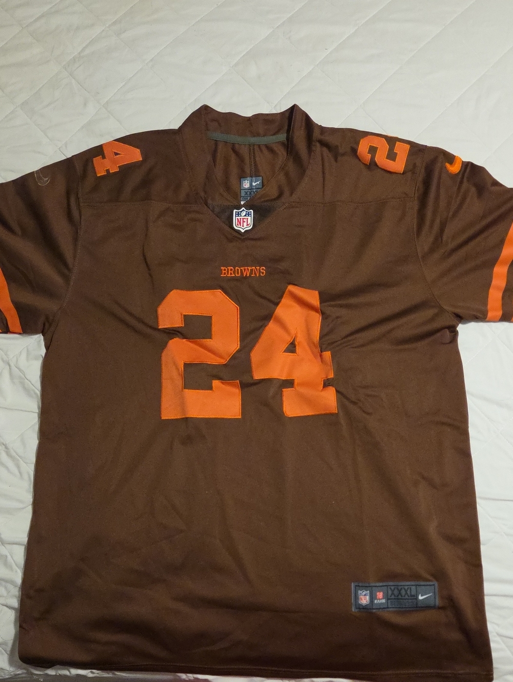 Nike Brown and Orange #24 Browns Football Jersey- Mens Xxxl
